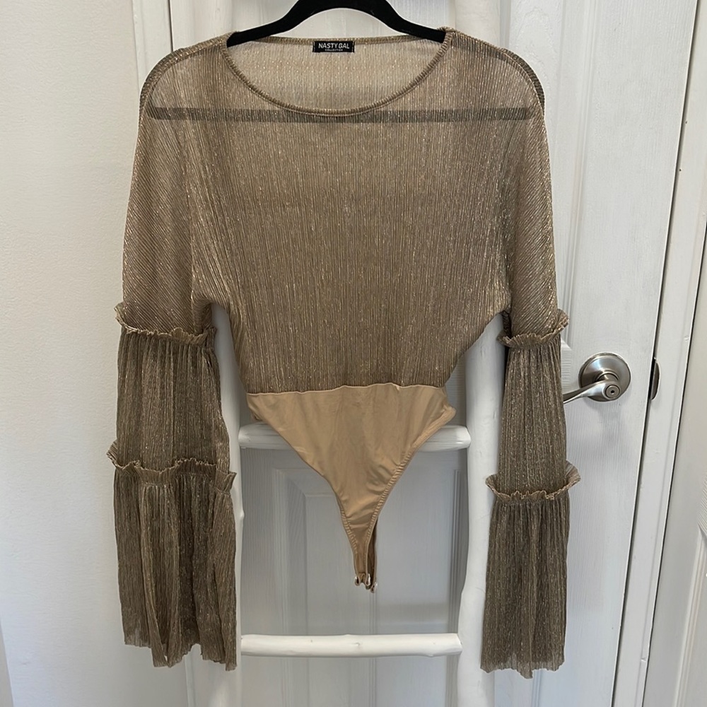 Like New Gold Bell Sleeve Bodysuit